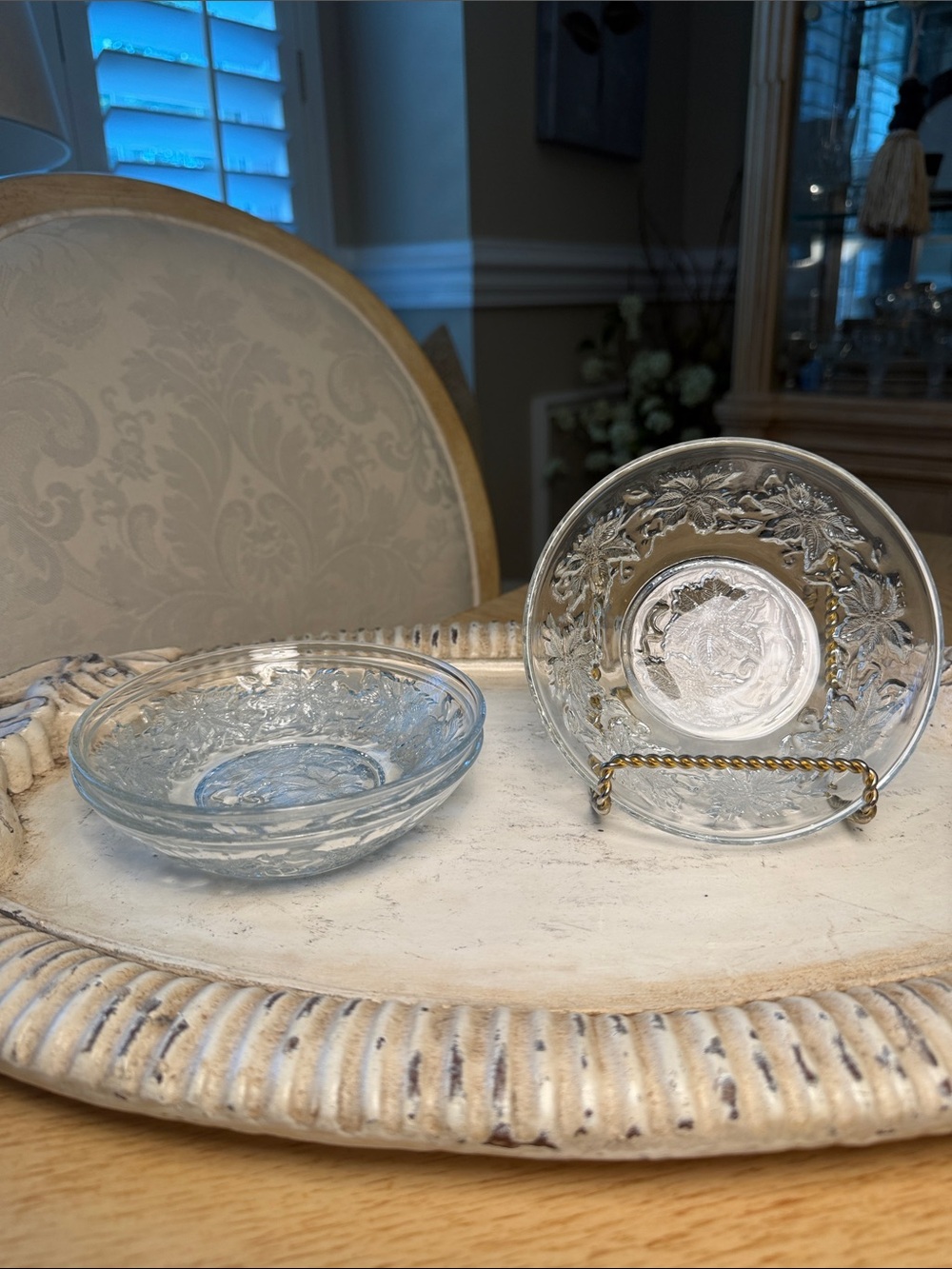 Princess House Fantasia Poinsettia Glass Desert Bowl (3)